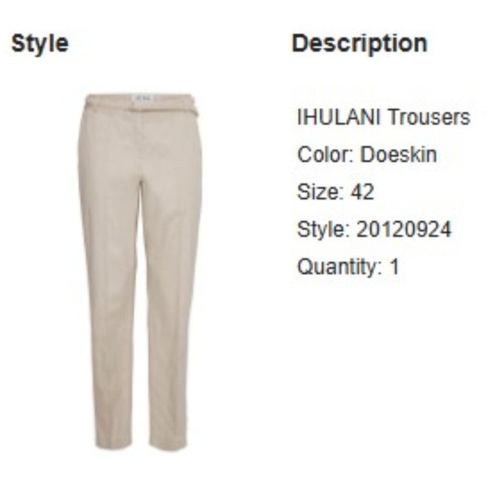 ICHI IHULANI Trousers Doeskin - Size 42 - NWT